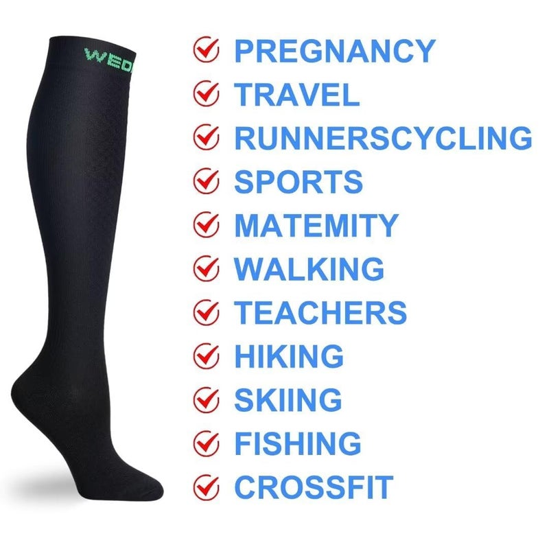 Double Couple 7 Pairs Copper Compression Socks for Men Women 20-30 mmHg Knee High Stockings - Image 3